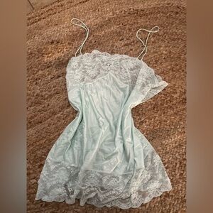 BLUE AND WHITE LACE SLIP DRESS